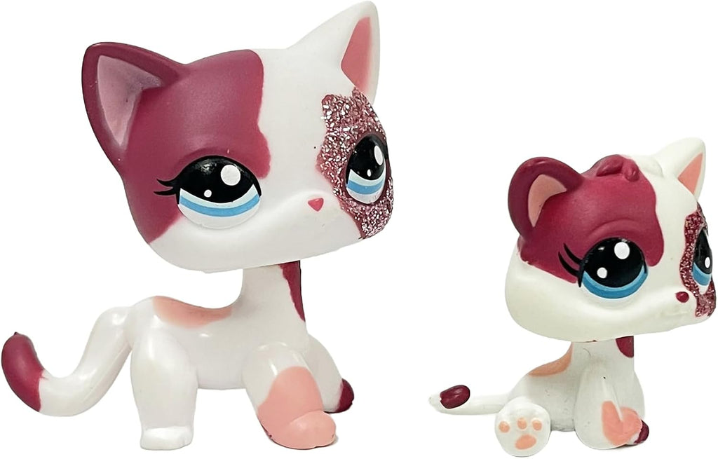 2pcs/Set Custom Pet Shop Toy Flocked Cat Collie Great Dane Cocker Spaniel Dachshund Dog with Baby Puppy Kitten OOAK (#22