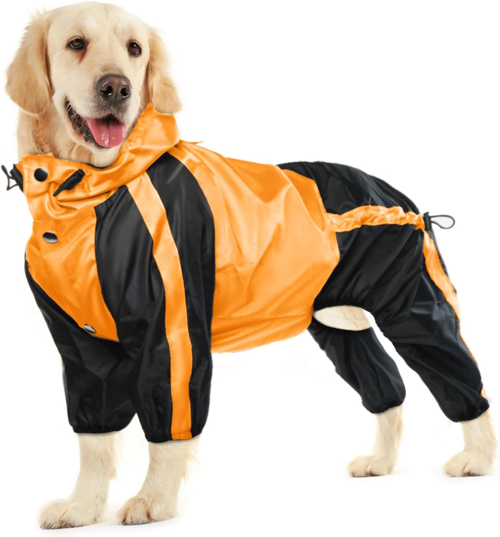 Dog Raincoat, 4 Leg Waterproof Dog Rain Jacket with Hood, Purple M
