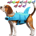 EMUST Shark Dog Life Jackets for Water Safety - Adjustable Ripstop Pet Life Vest with Rescue Handle for Swimming Pool, B
