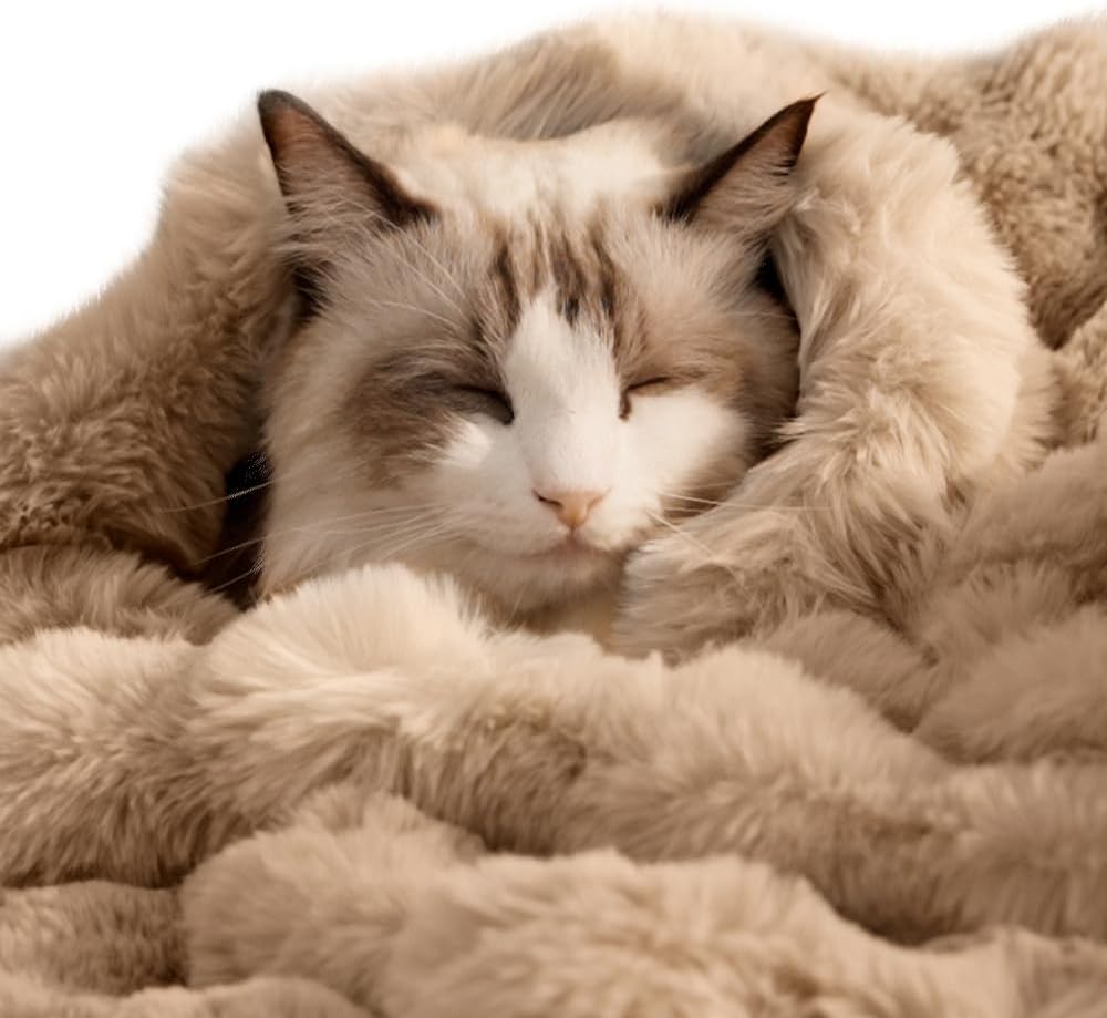 SOMAHE Soft Faux Fur Cat Blanket, Washable, Small 22x18 Dark Gray