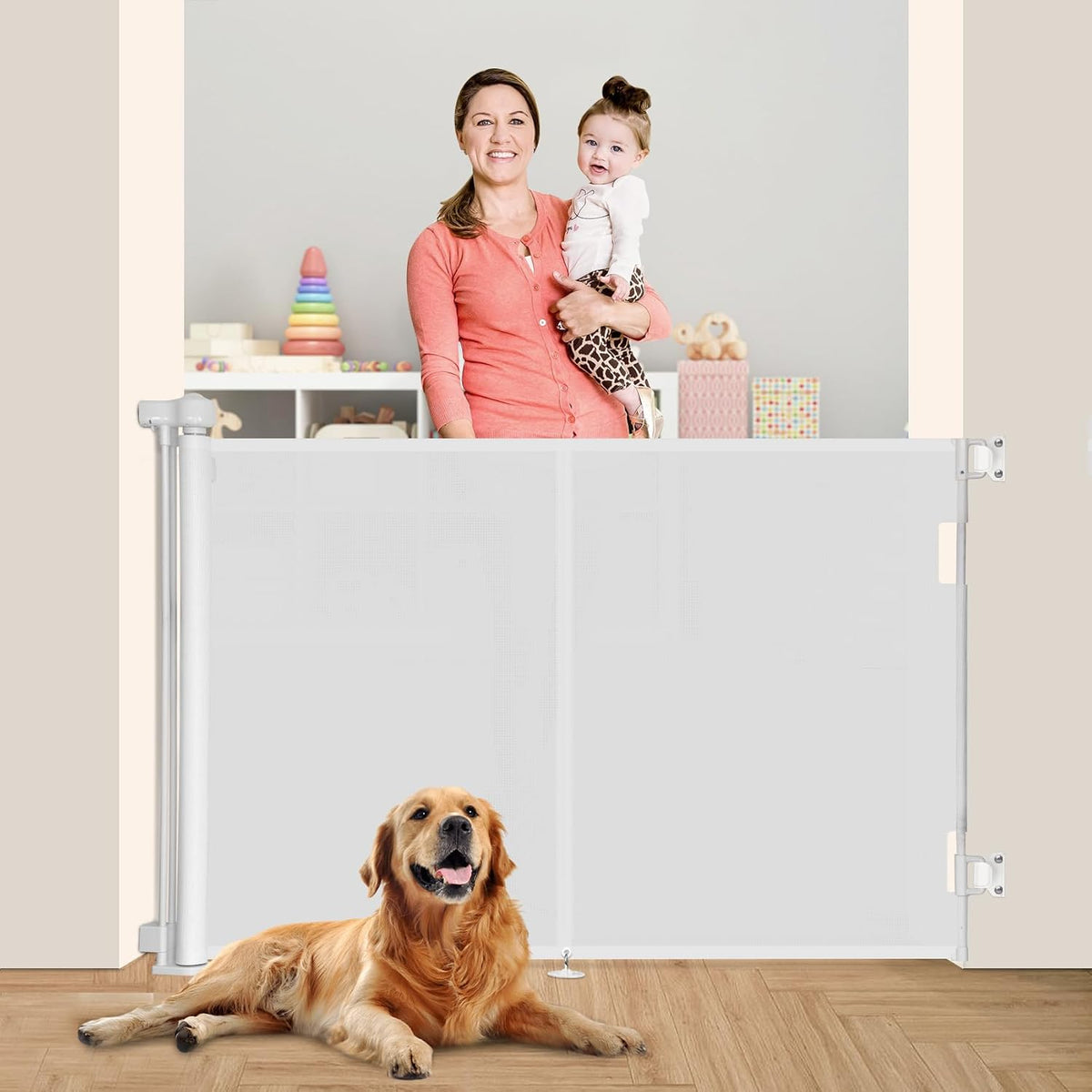 Miumoon 200 inch Reinforced Retractable Baby Gates 42 inch Tall