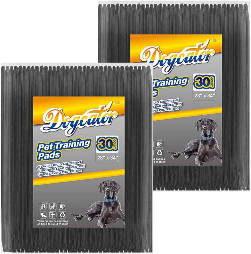 Dogcator Charcoal Dog Pee Pads Extra Large 28“x34”, Puppy Pads XL 30 Count