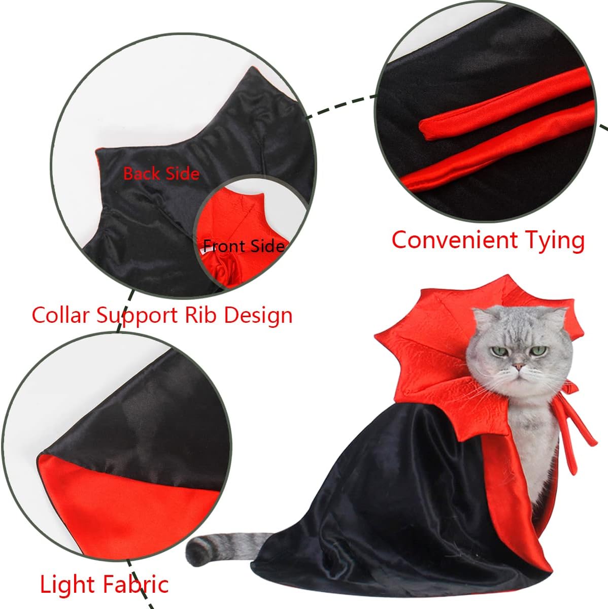 2 Pcs Dog Halloween Costume Set Cat Witch Vampire Cape Devil Horns Hat Holiday Clothes for Cat Puppy Halloween Party Pet
