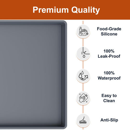 19" x 12" Extra Thick Silicone Mat Waterproof with Raised Edge, Gray