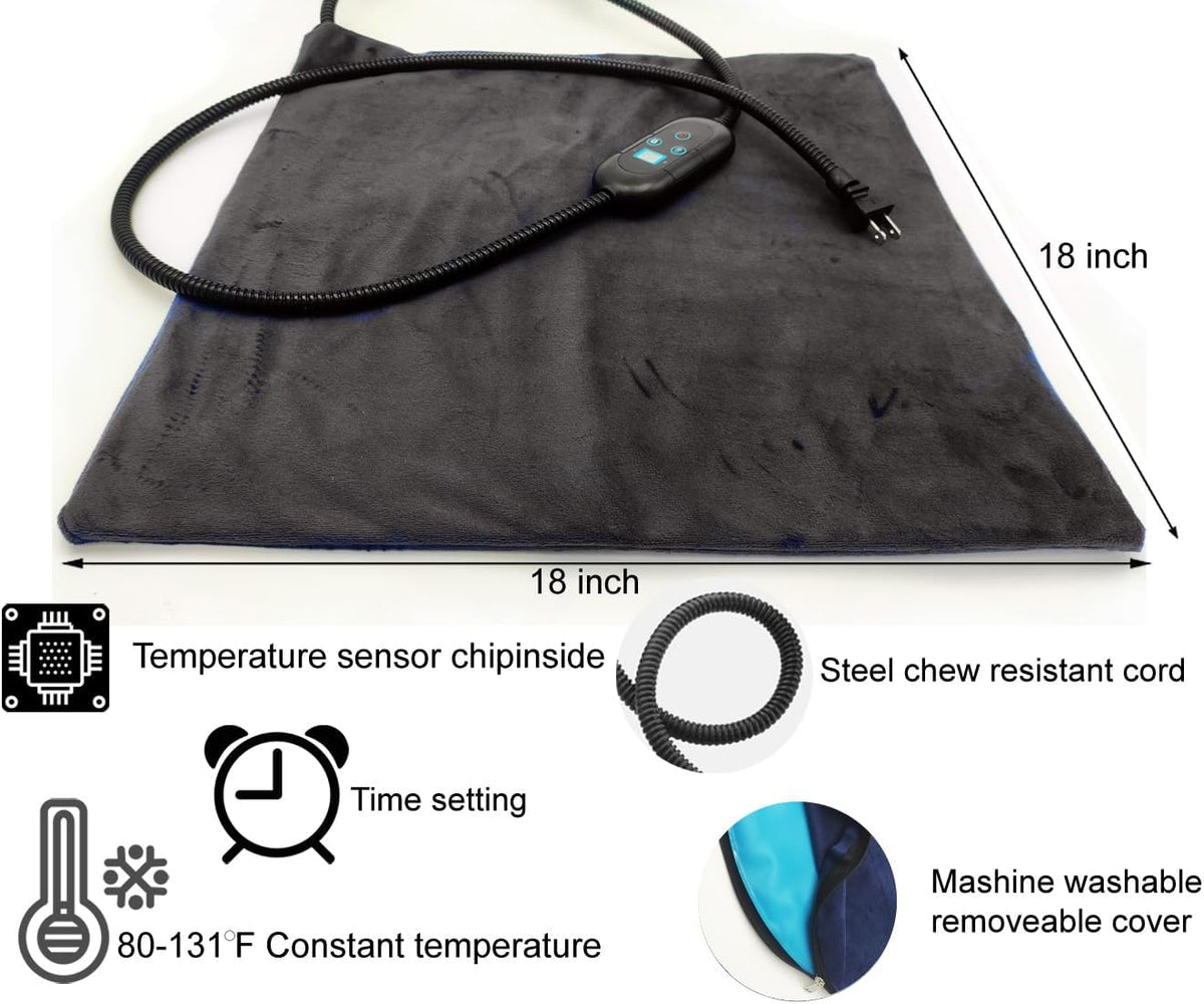 45x45cm Pet Heating Pad for Cats & Small Dogs,6 Heat Levels,Always-On