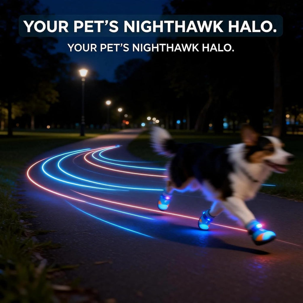 Zapatos para Perros con Luces LED, Botas Transpirables, Breathable Non-Slip Paw Protectors, for Low-Light Outdoor Walks 