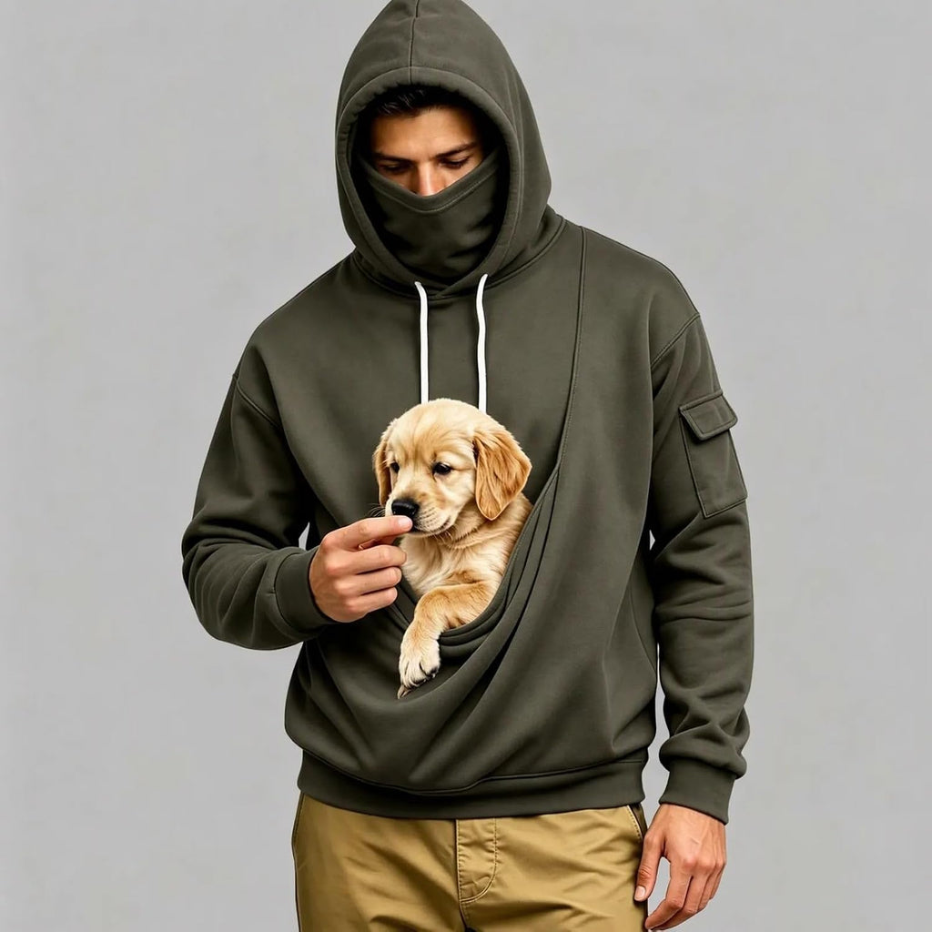 Pet Pouch Hoodie Dog Cat Carrier Sweatshirt with Built-in Face Mask
