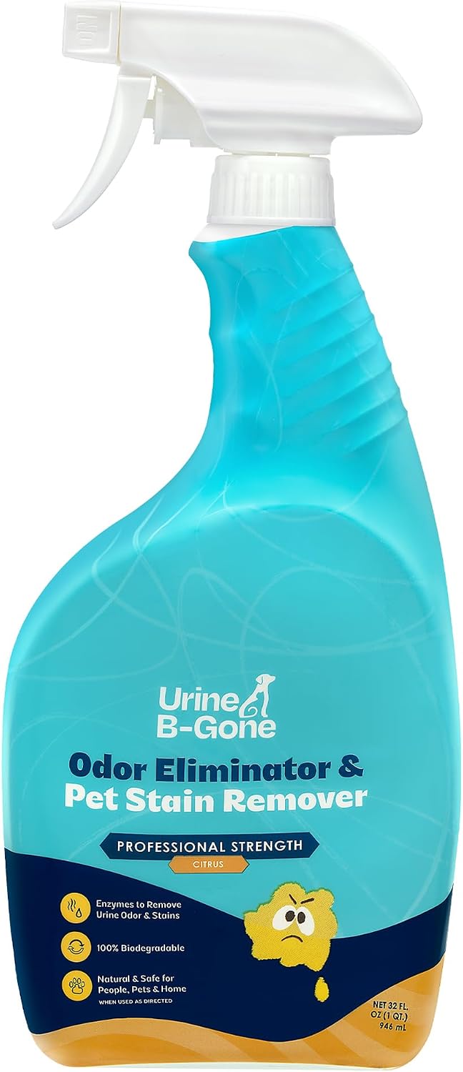 Urine B-Gone, Professional Enzyme Odor Eliminator & Pet Stain Remover, Human, Cat & Dog Urine Cleaner, Effective on Laun