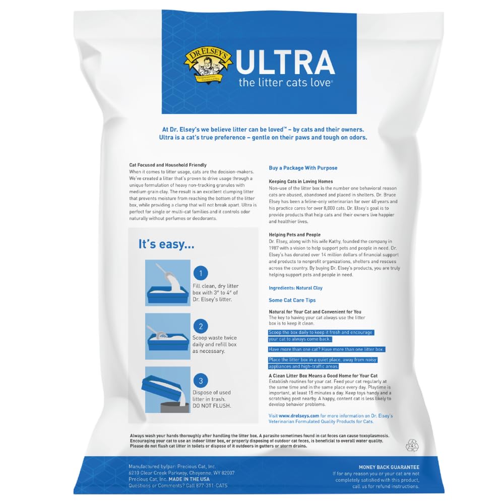 Dr. Elsey's Ultra UnScented Clumping Clay Cat Litter 40 lb. Bag