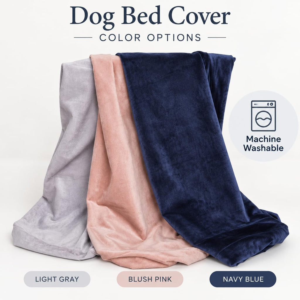 Waterproof Dog Bed Cover Replacement, Luxury Faux Fur Calming Pet Bed Cover with Fitted Sheet Design, Anti-Slip Bottom &