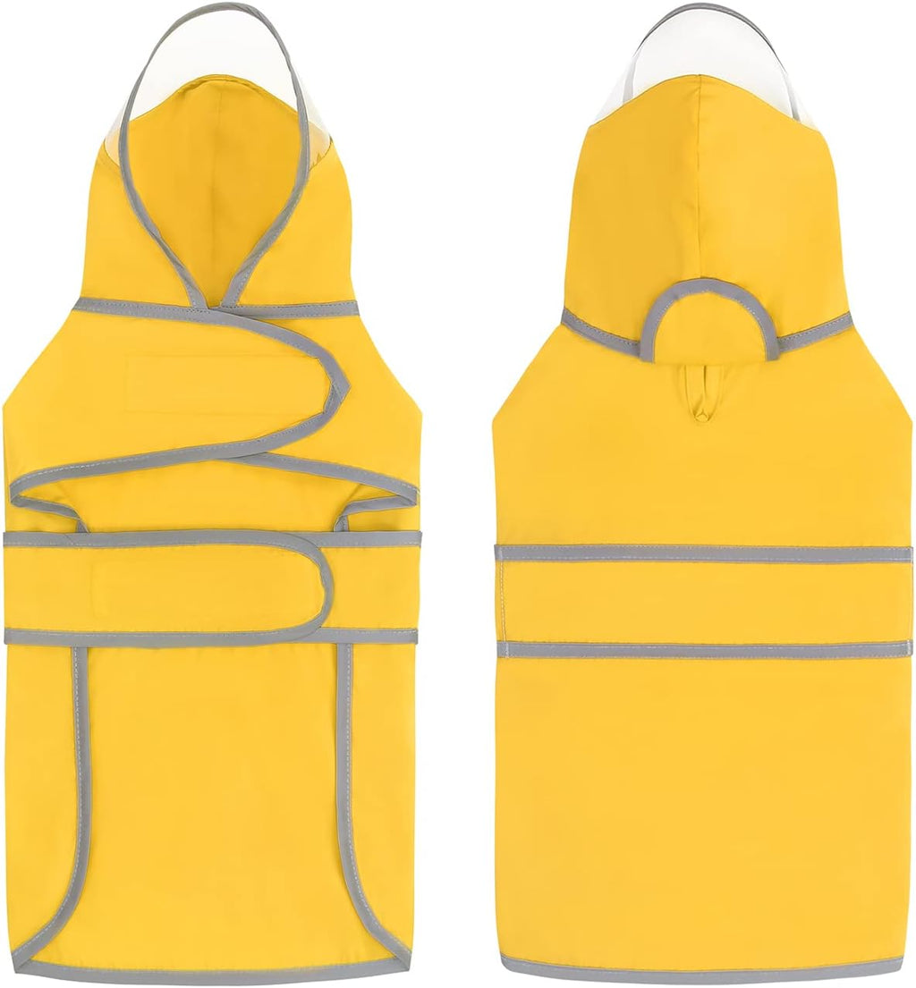 HDE Clear Hooded Dog Raincoat Jacket Poncho with Dog Leash Hole Yellow S