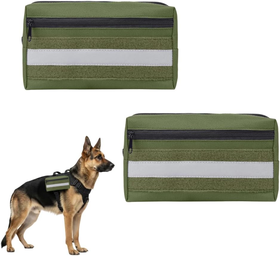 2PCS Dog Harness Backpack Pouches, Waterproof Hook-and-Loop Dog Saddle Bag with Reflective Strip for Training Camping Hi