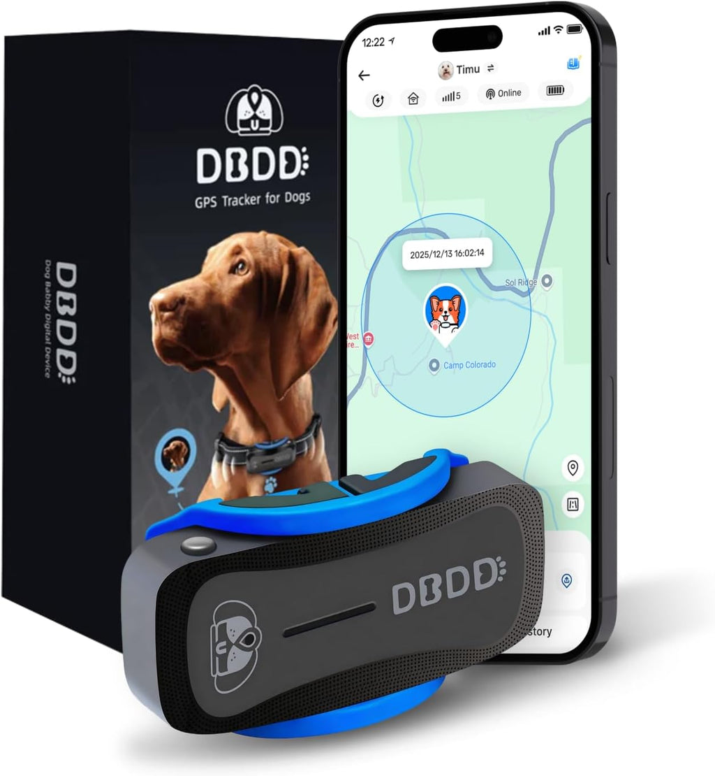 GPS Dog Tracker, Includes 40‑Day Subscription, IP67 Waterproof, White