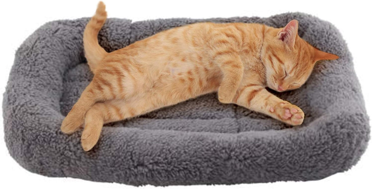 Enjoying Cat Mat Bed 16" x 22" Pet Bed with Pillow Around for Dogs Cats Curled Sleeping Beds for Carrier/Crate Small to 