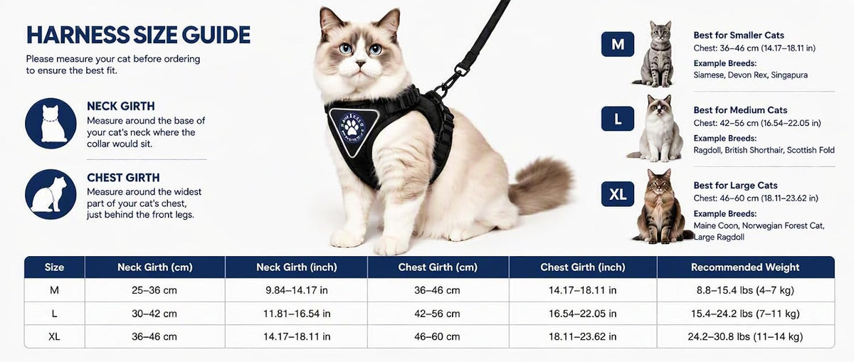 Escape-Proof Large Cat Harness and Leash Set, M, Red
