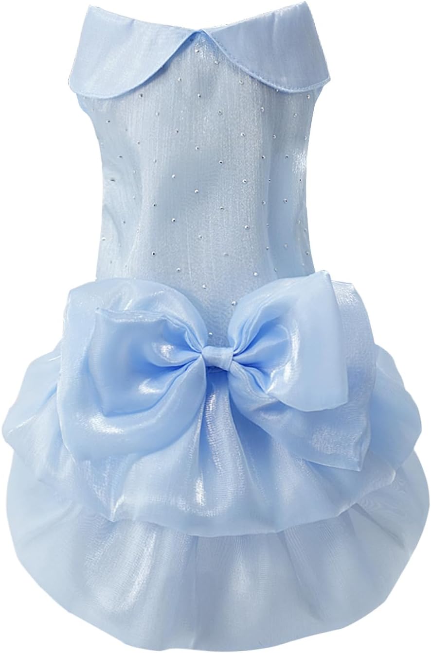 Dog Dress,Pet Wedding Dress Princess Formal Tutu Skirt with Bowknot,Puppy Birthday Party Outfit Apparel Girl for Small D