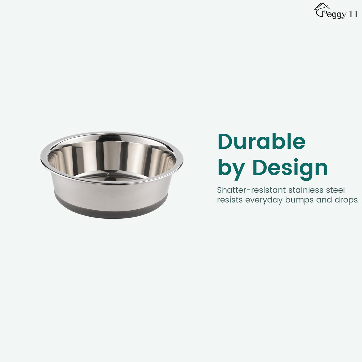 PEGGY11 Nonslip Stainless Steel Dog Cat Bowls, 2 US Cup Each, 2 Pack