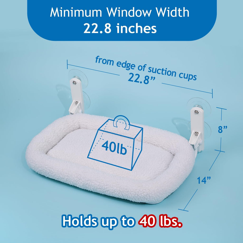 Zakkart Foldable Cat Hammock for Window (White Bolster Bed, Medium)