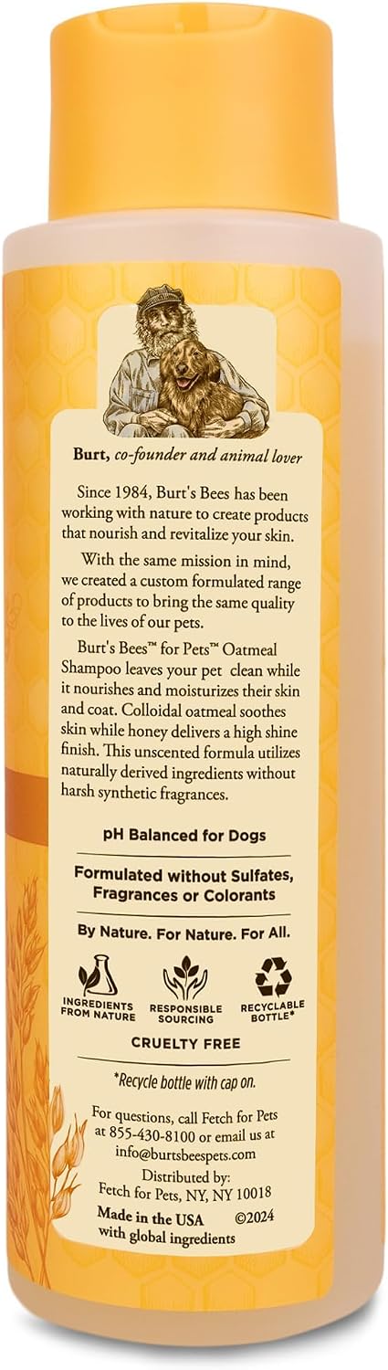 Burt's Bees for Pets Oatmeal Dog Shampoo, Puppy and Adult, 16 Fl Oz