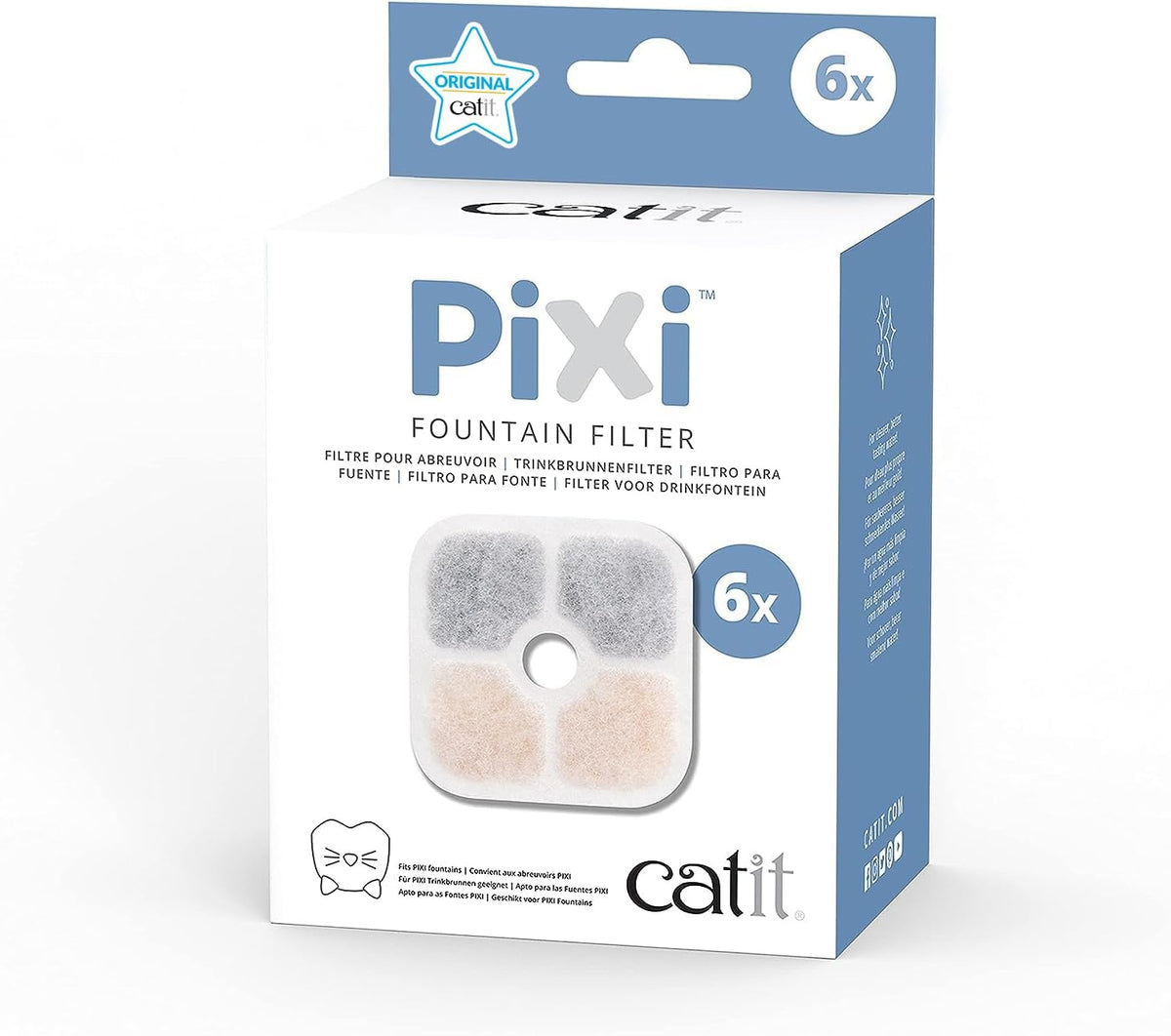 Catit PIXI Cat Drinking Fountain Original Filter, 6-Pack, White