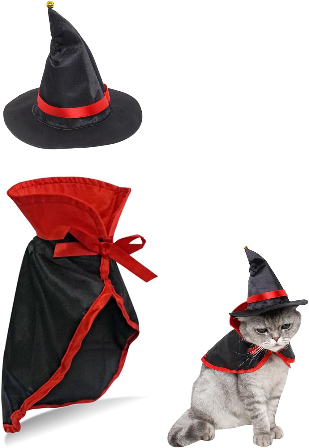Pet Halloween Vampire Baron Cloak, Festival Cosplay Robe, Pet Halloween Costume Clothes Suit for Medium and Large Cats a