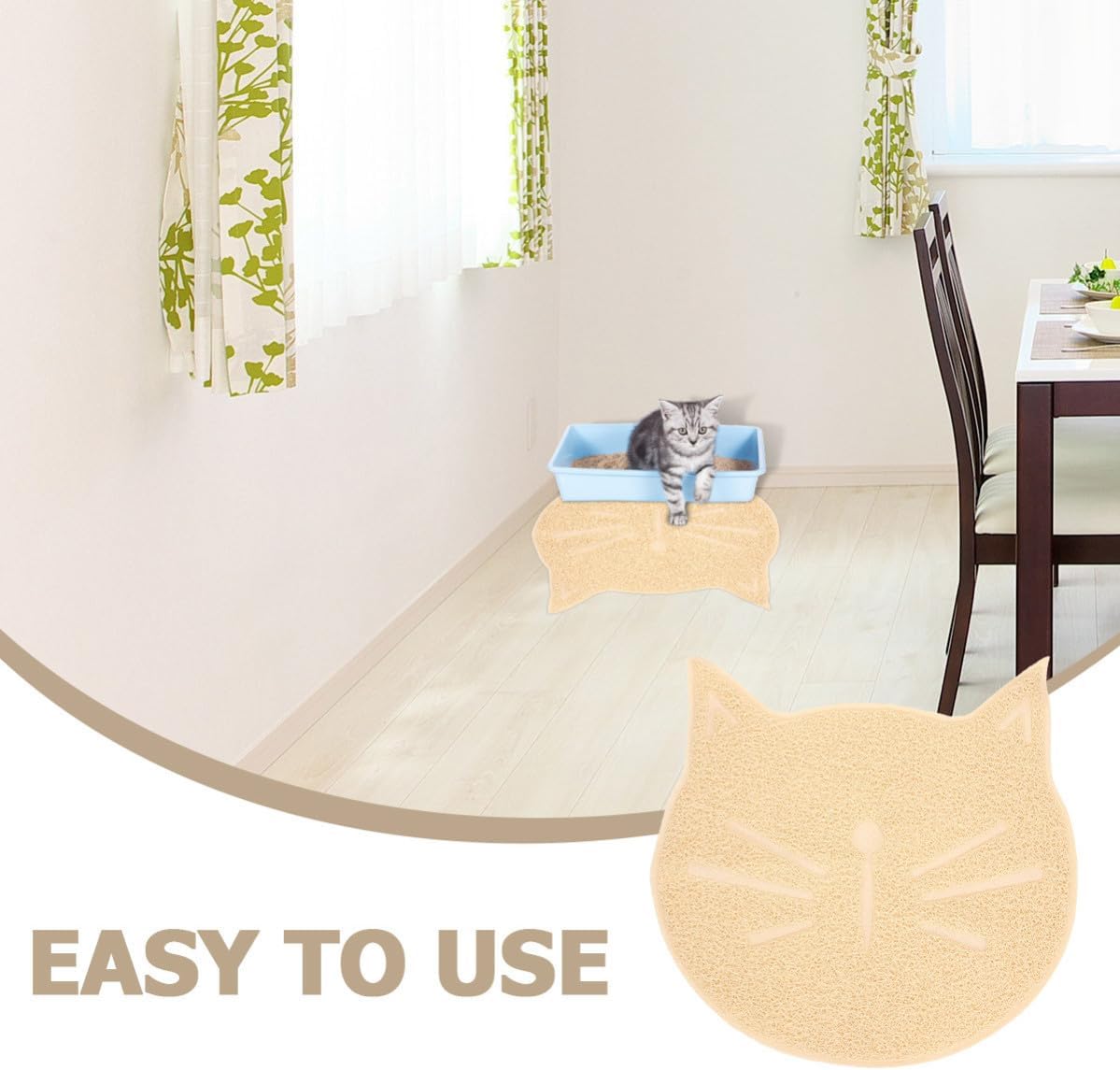 PVC Pad for Cats Cat Face Shaped Litter Mat, Non-Slip