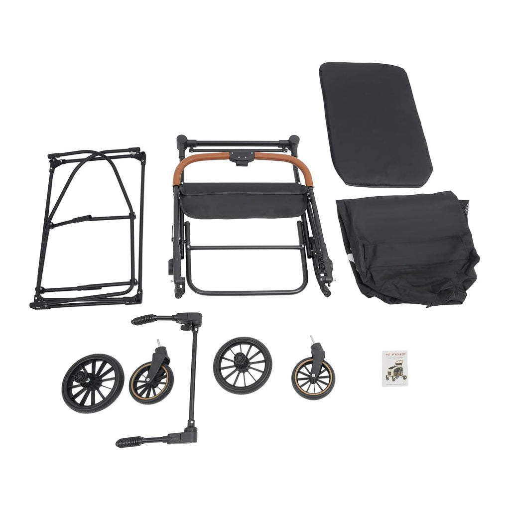 4 Wheel Pet Stroller for Dogs & Cats Foldable Dog Stroller with Detachable
