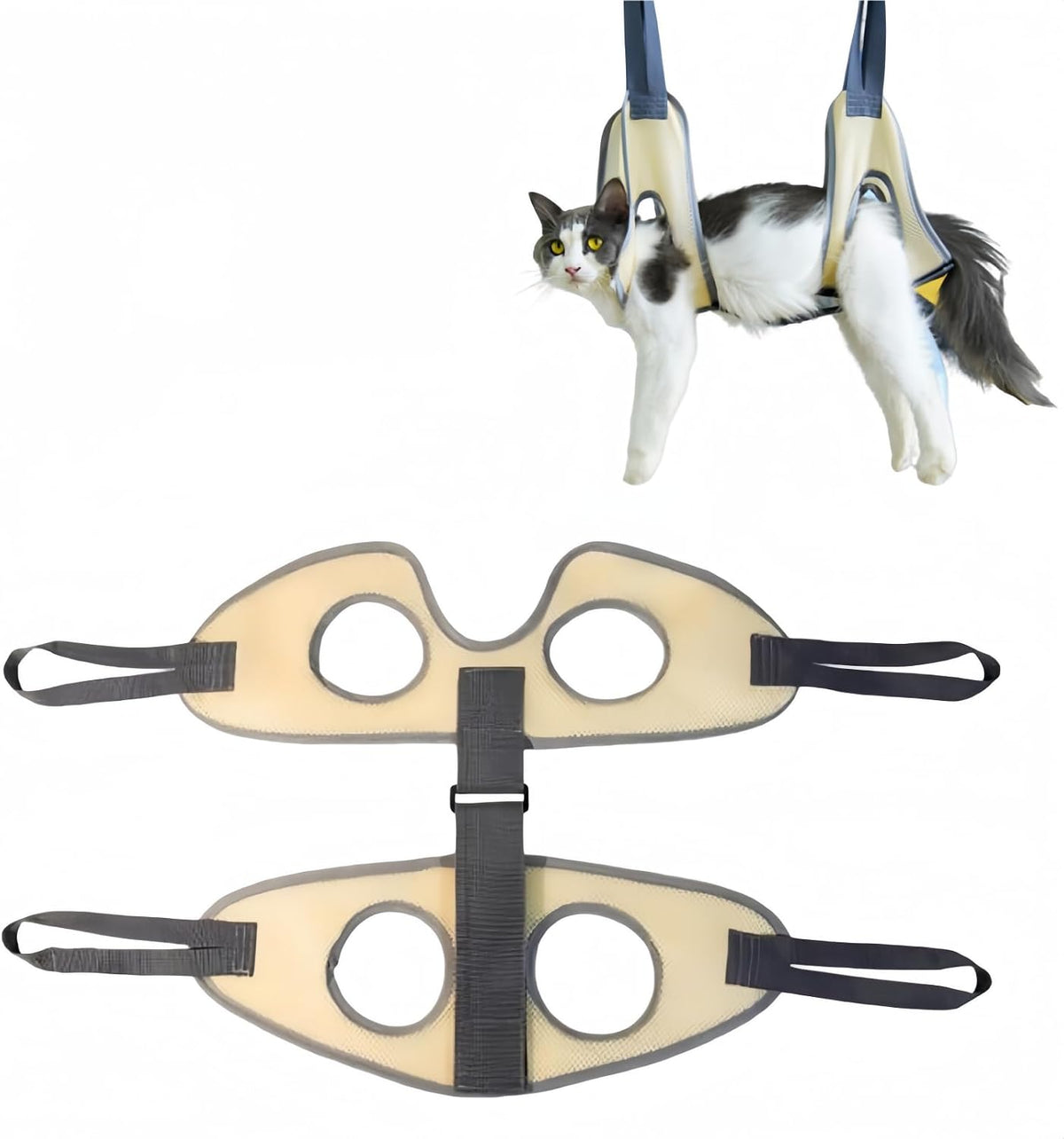 Breathable Mesh Cat Grooming Sling, Adjustable Pet Restraint Harness