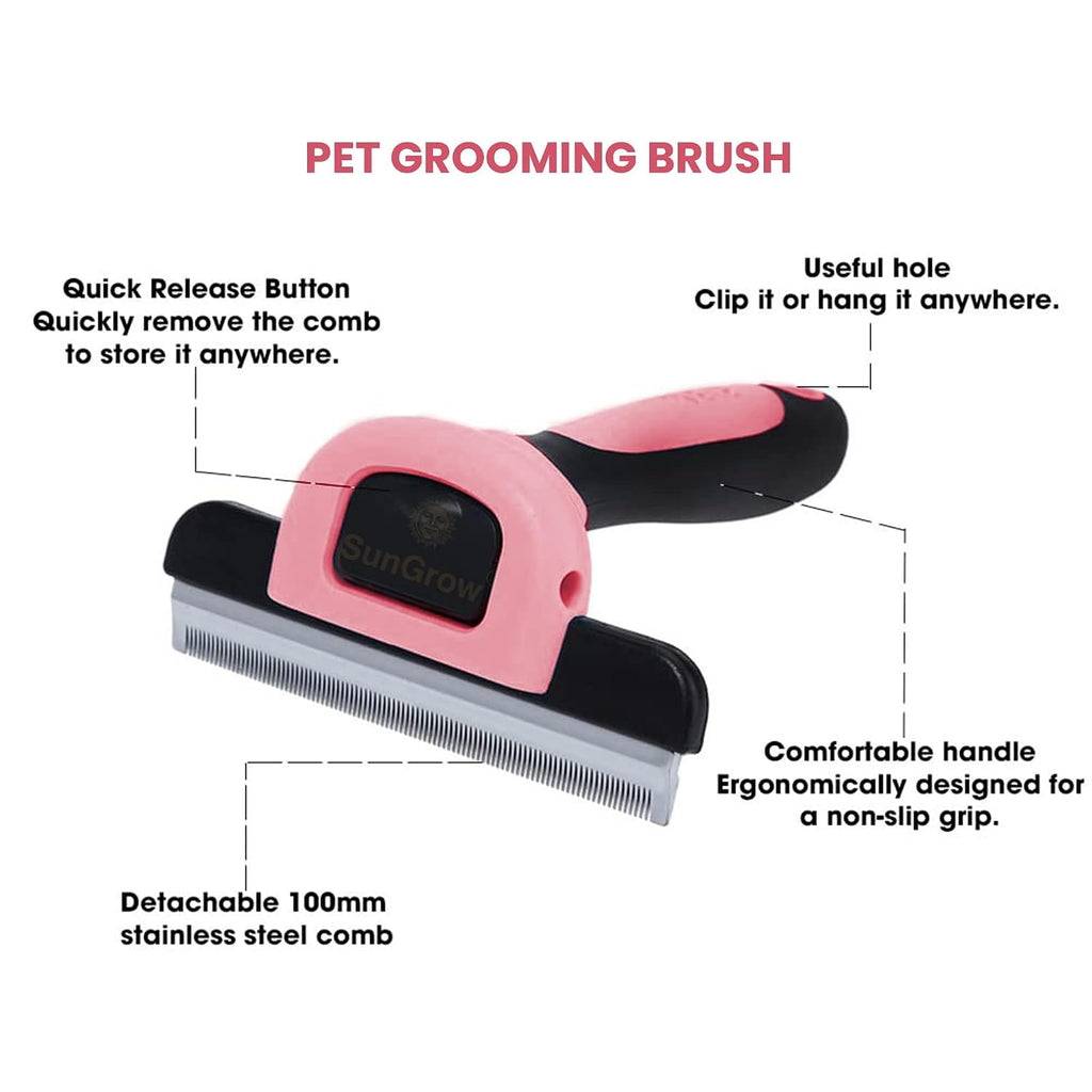 SunGrow Dog and Cat Deshedding Brush, Minimizes Shedding, Enhances Coat Health, Gentle on Skin, Suitable for Rabbits & F