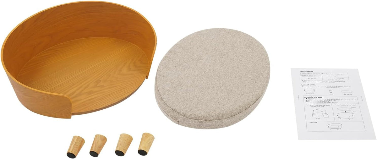 Oval Pet Sofa with Supporting Feet, 19.3x14x7.7in, 22.05lbs Load