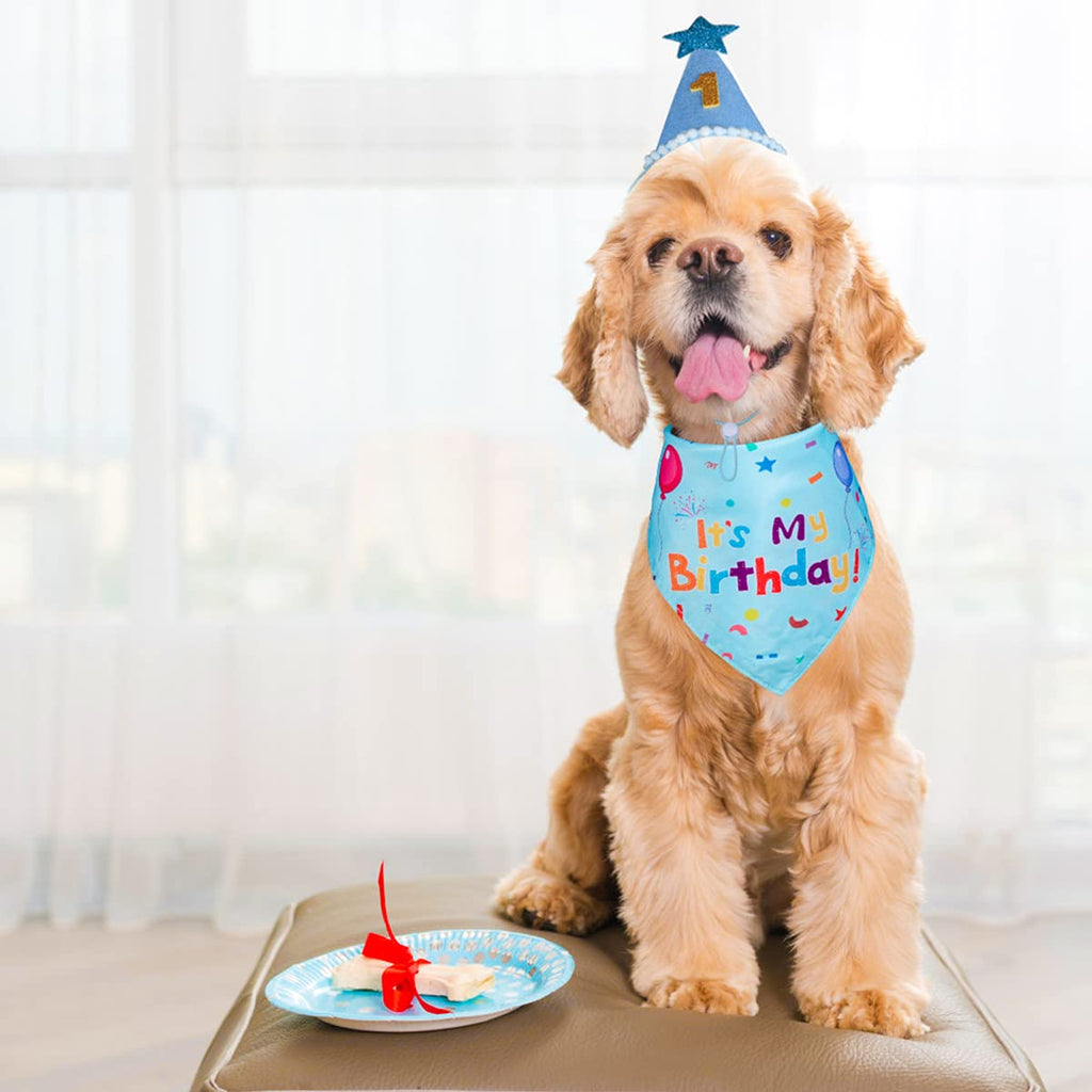 Yicostar Dog Birthday Party Supplies,Dog Birthday Bandana,Dog Birthday Hat