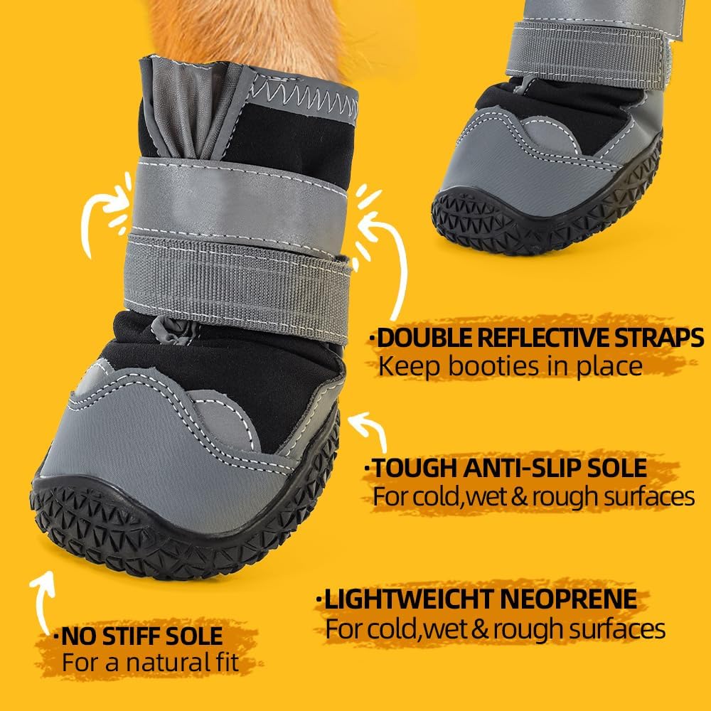 Dog Boots for Large Dogs, Medium Dog Boots & Paw Protectors for Hardwood Floors, Outdoor Dog Booties for Hot Pavement Wi