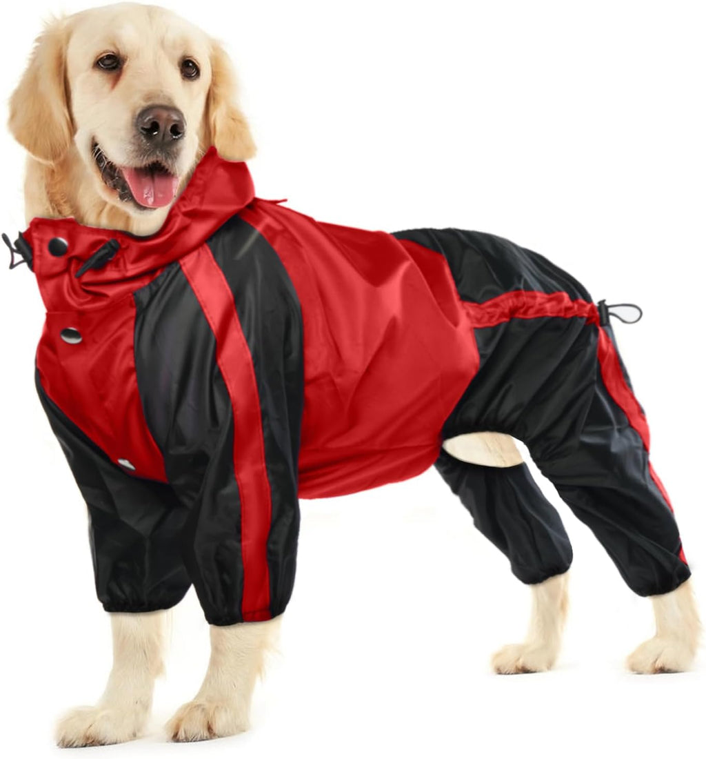 Dog Raincoat, 4 Leg Waterproof Dog Rain Jacket with Hood, Purple M