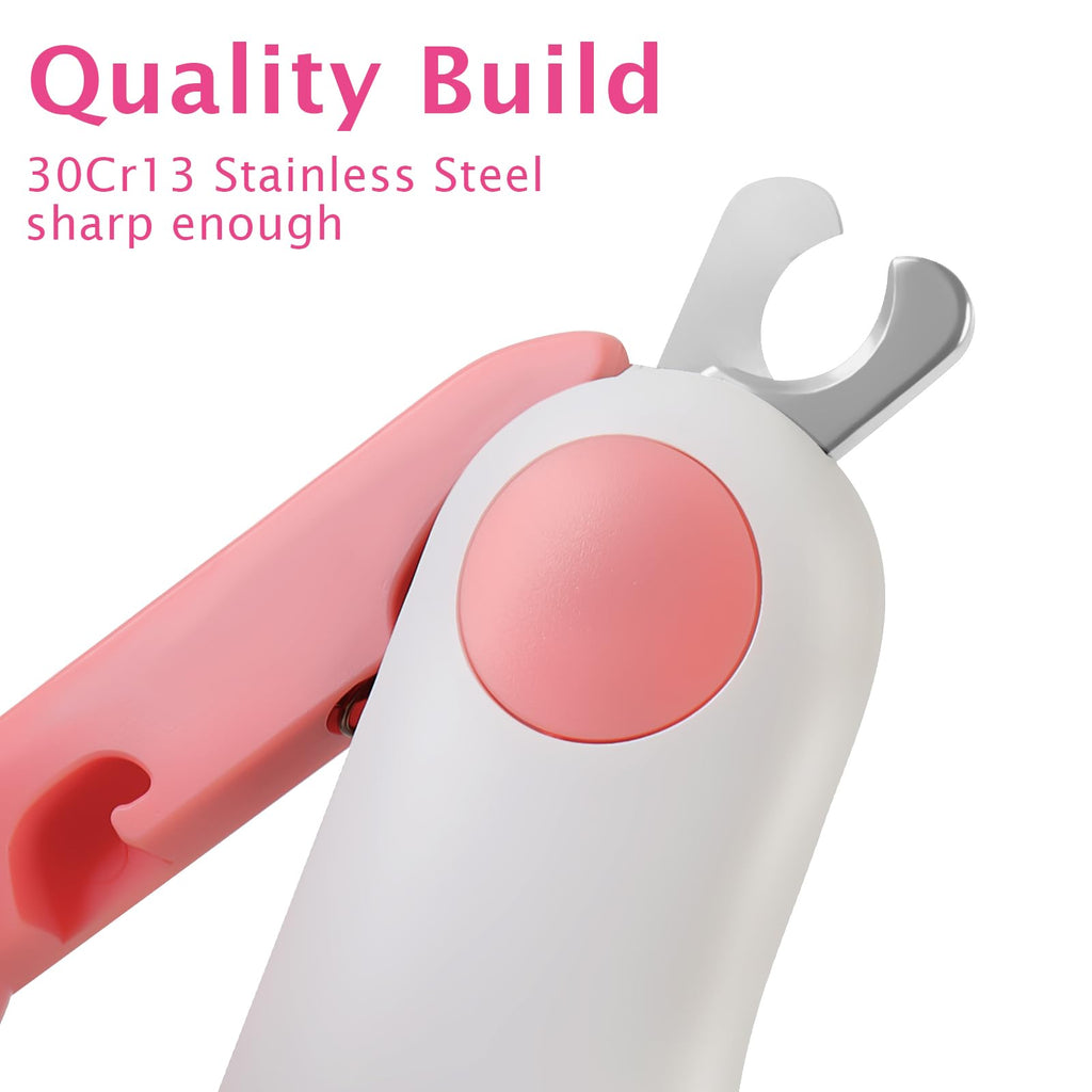 Small Animals Nail Clippers with LED Lights to Avoid Excessive Cutting and Sharp Blades - Professional Claw Trimmer for Tiny Dog Cat Kitten Bunny Rabbit Bird Guinea Pigs Ferret Hamsters (Pink)