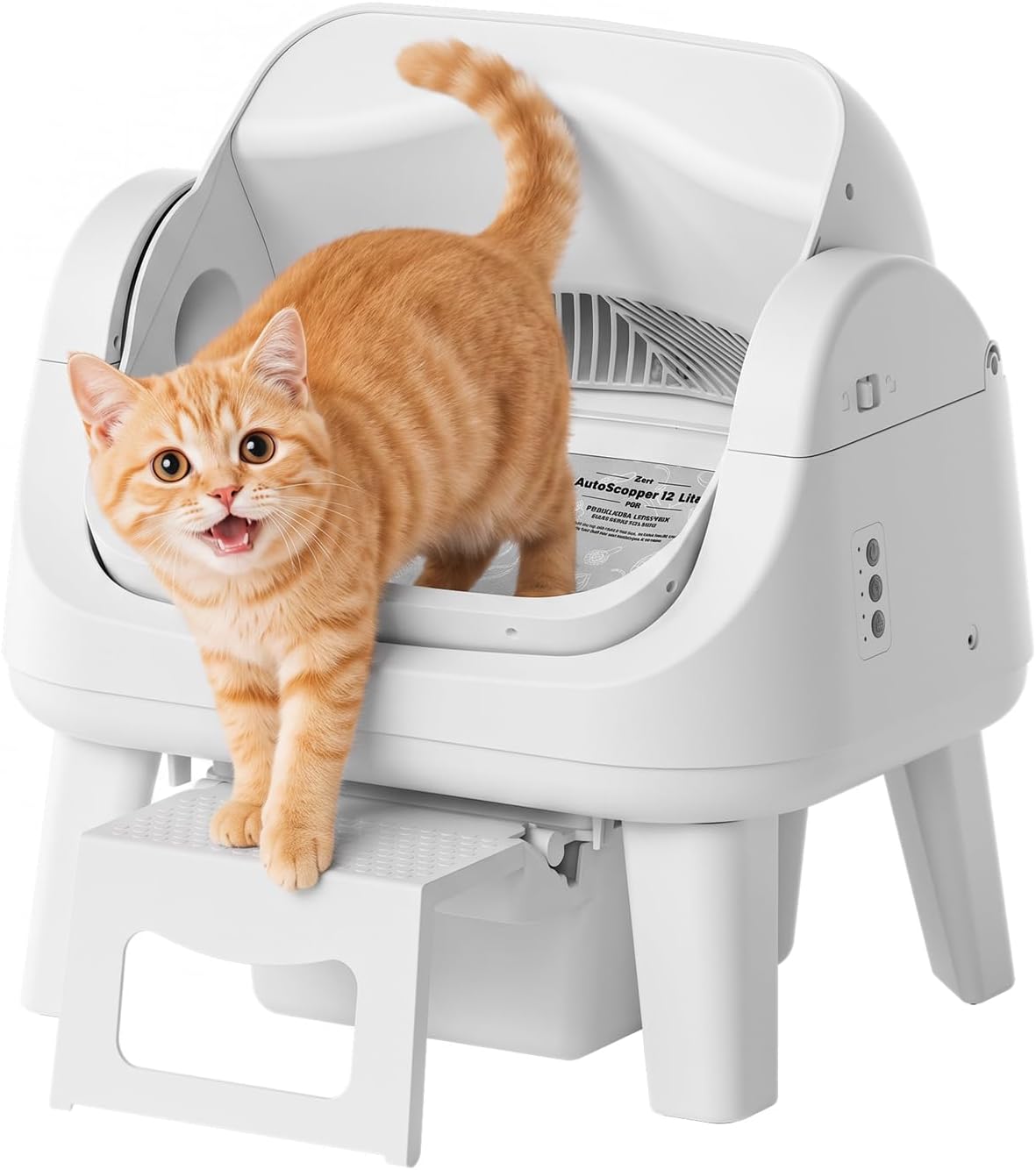 Automatic Litter Box,Cat Litter Box Automatic Cleaning with Easy-Access Step for Cats 3–18 lb, Self Cleaning Cat Litter 