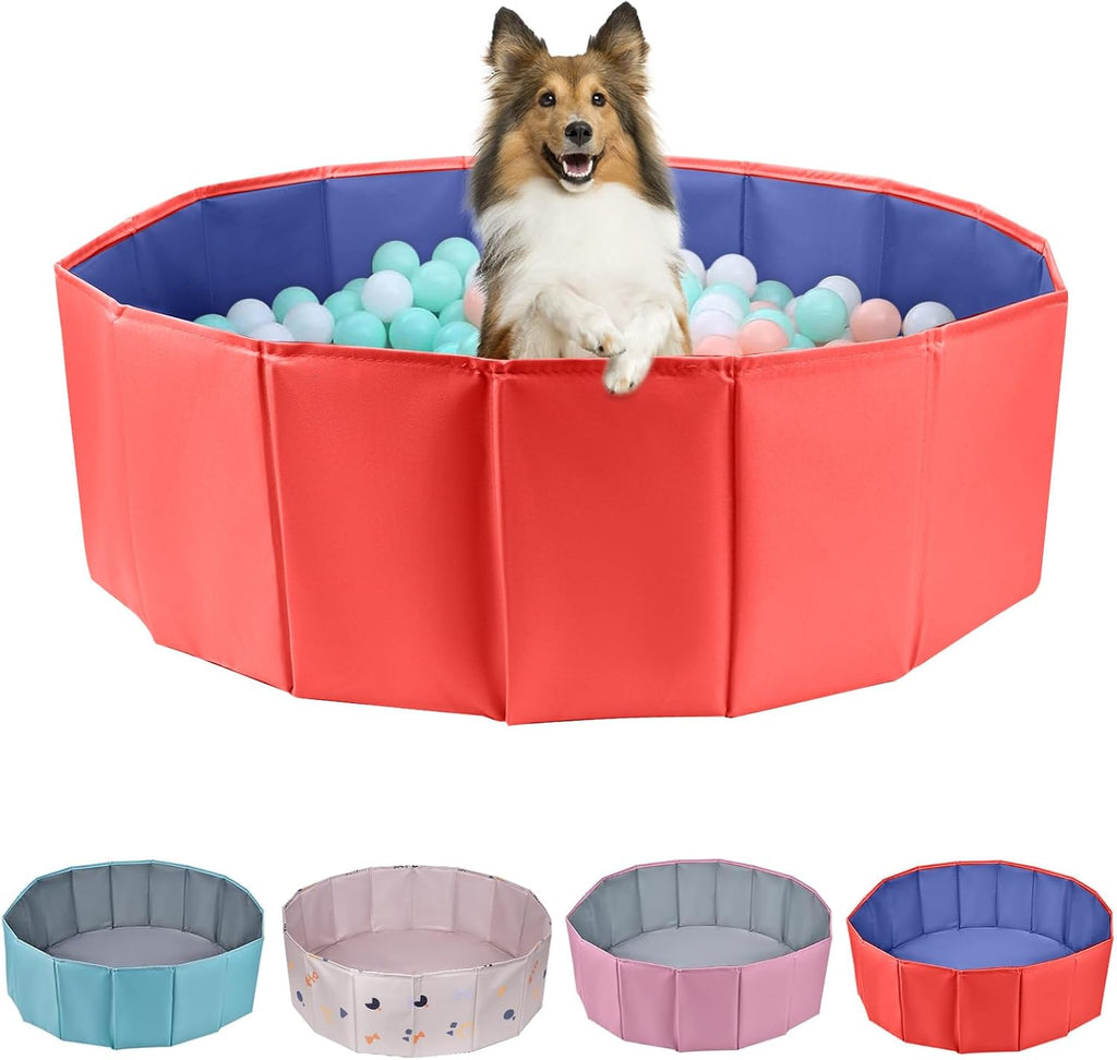 Dog Ball Pit Foldable 59.05 inches in Diameter,No Ball Included,Red XL
