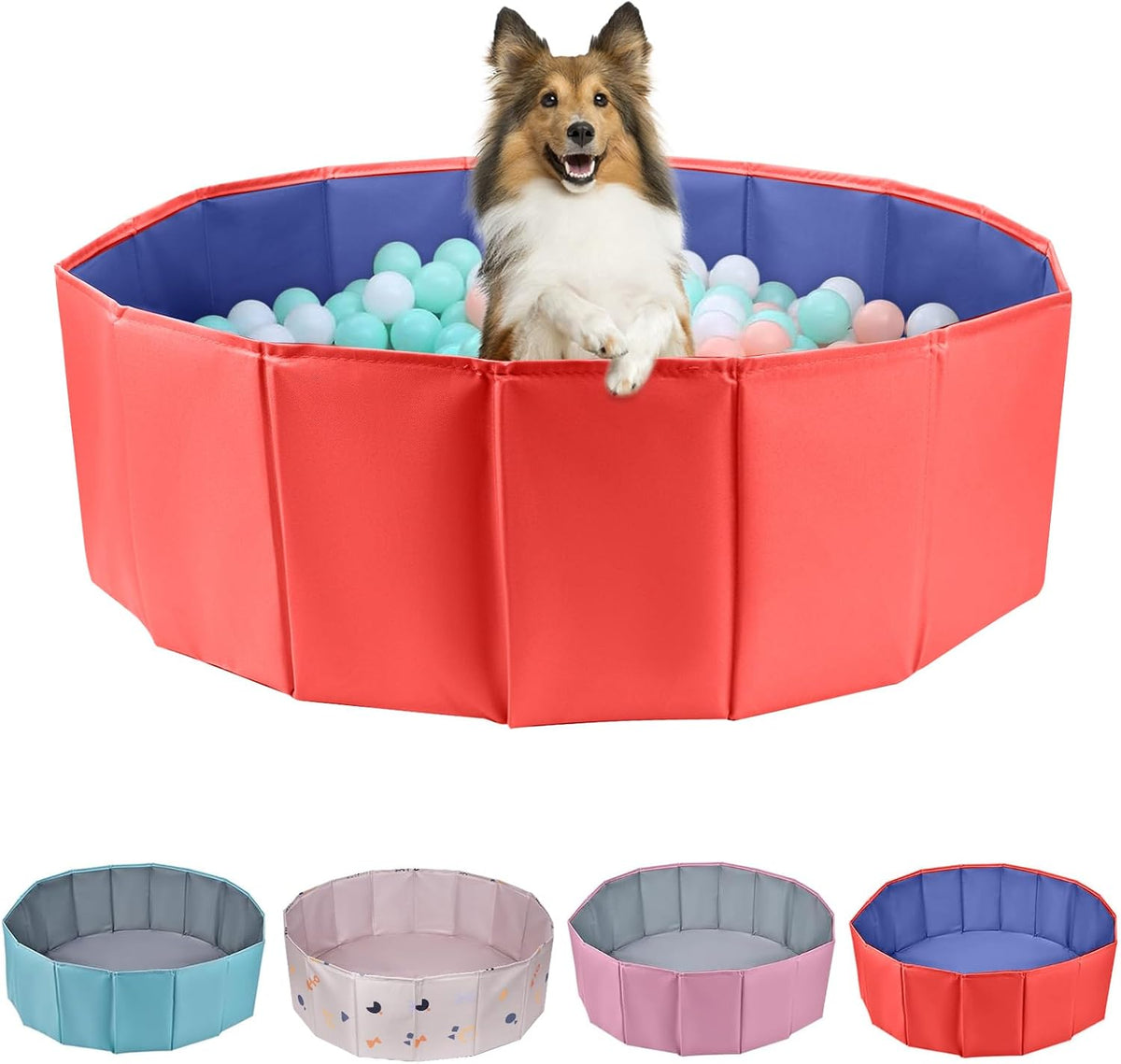 Dog Ball Pit Foldable 59.05 inches in Diameter,No Ball Included,Red XL