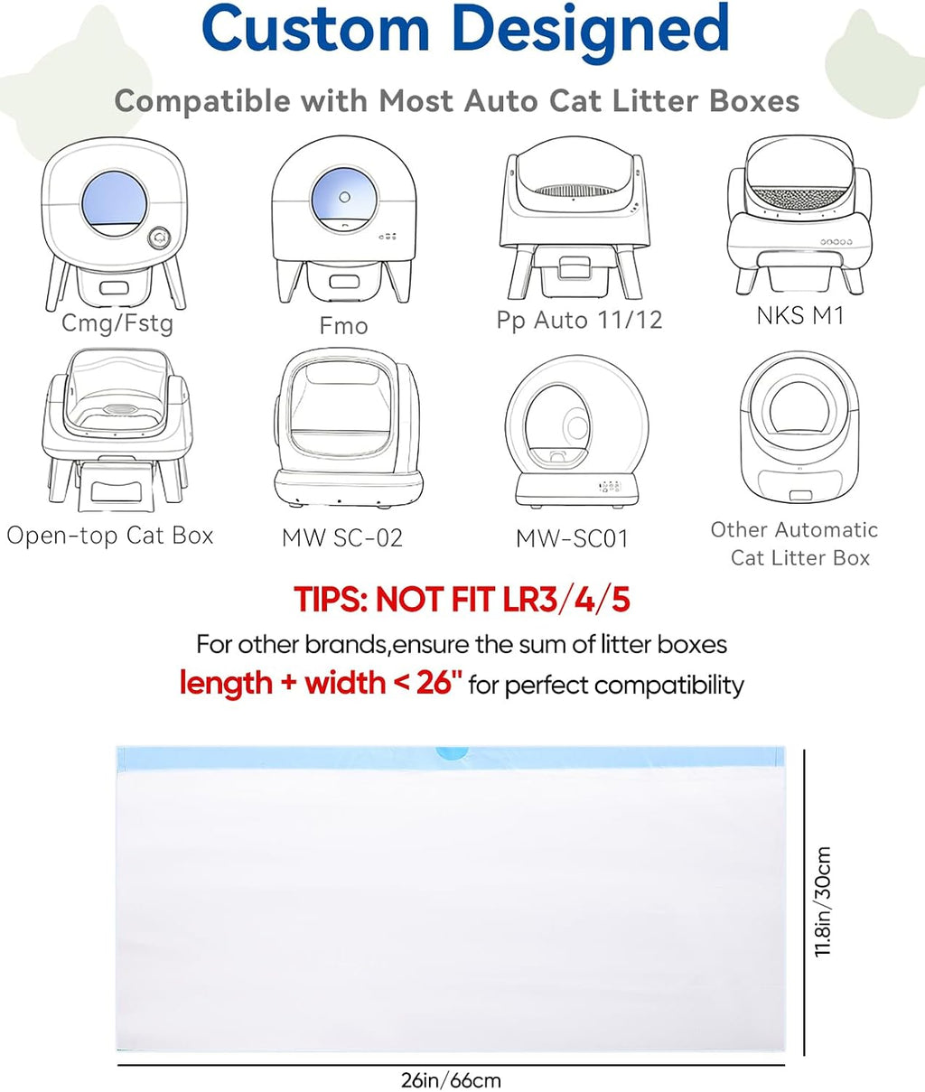 66 Count 26"x11.8" Cat Litter Box Bags Liners for Automatic Cat Litter Box