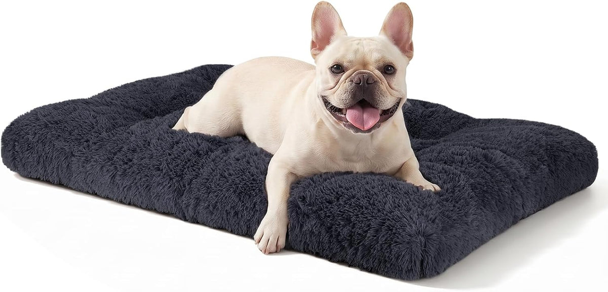 JOEJOY Large Dog Bed Crate Pad, Deluxe Plush Washable Dog Beds Fulffy Soft Kennel Pad Anti-Slip Pet Sleeping Mat for Ext