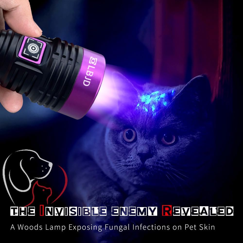 UV Black Light 365 nm Rechargeable Flashlight with Filter for Pet Urine