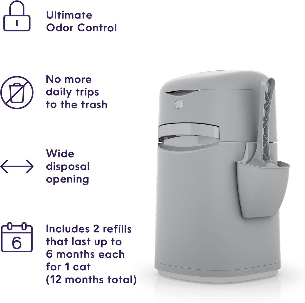 Bundle of Litter Genie Easy Roll Pail & Refill | Cat Litter Box Waste Disposal System for Odor Control with 2 Long Lasti
