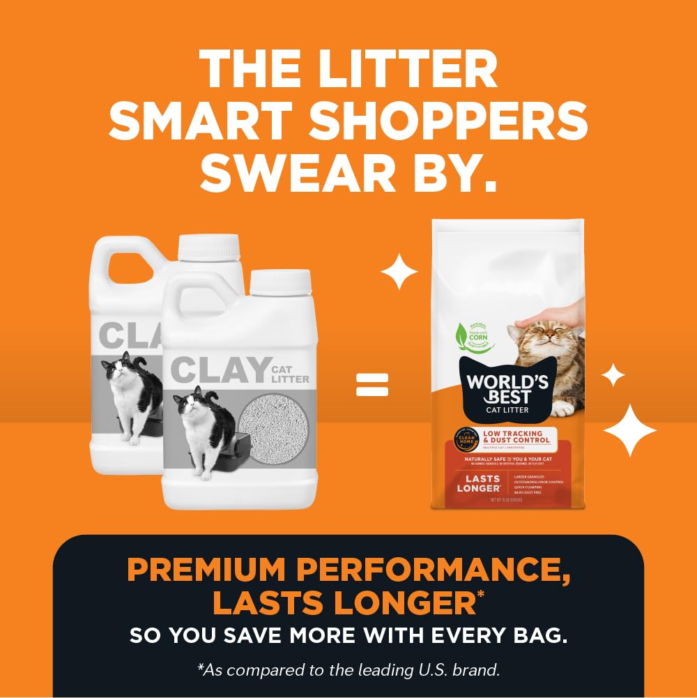 World's Best Cat Litter Low Tracking & Dust Control, Unscented, 15 lb Bag