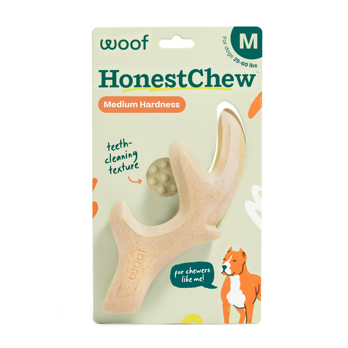 WOOF HonestChew Antler Dog Chew Toy for Dogs 25-60 lbs