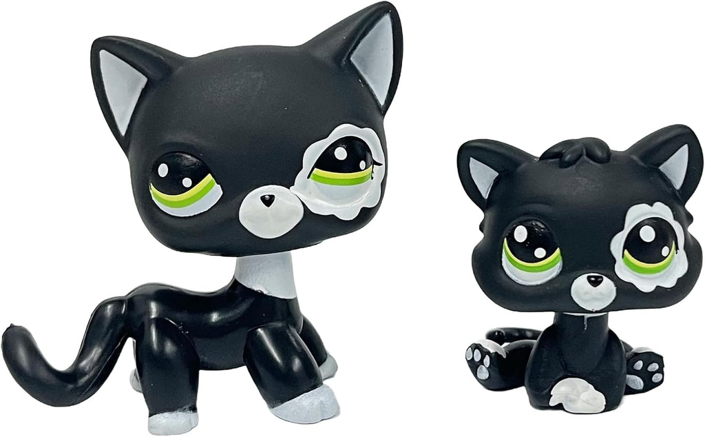2pcs/Set Custom Pet Shop Toy Flocked Cat Collie Great Dane Cocker Spaniel Dachshund Dog with Baby Puppy Kitten OOAK (#22