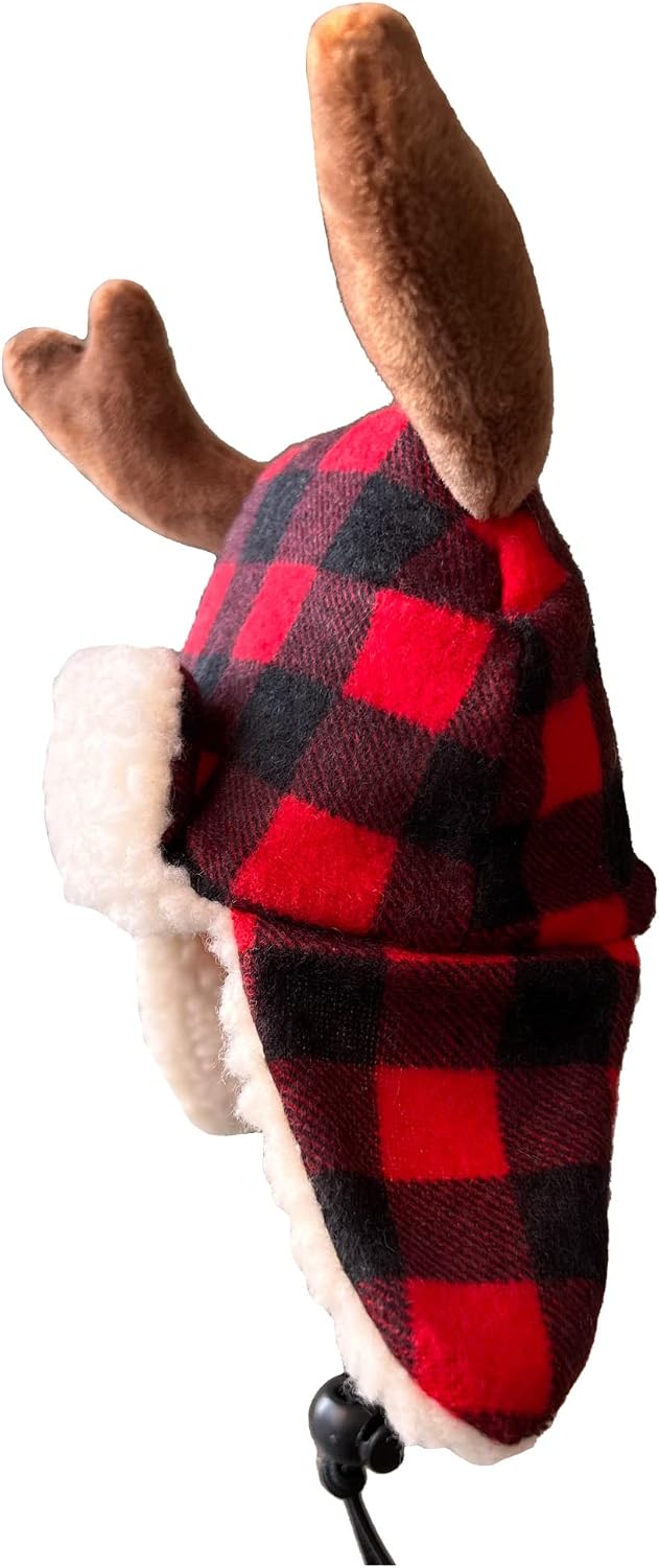 Huxley & Kent SnugFit Pet Hat for Dogs & Cats, Antler Buffalo Check, Large