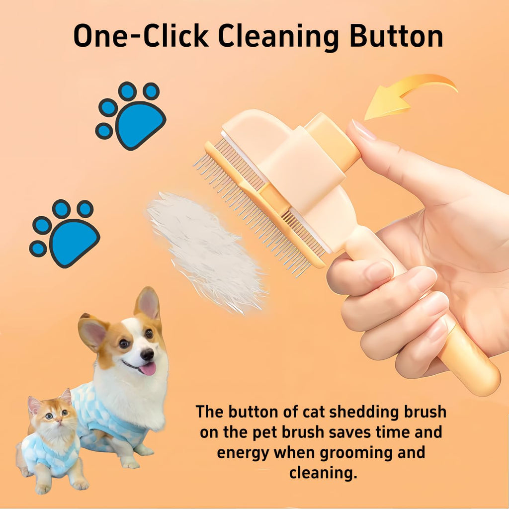 TemApex 2PCS Pet Comb for Dogs & Cats with Long & Short Stainless Steel Metal Teeth for Shedding and Tangles, Self-Clean