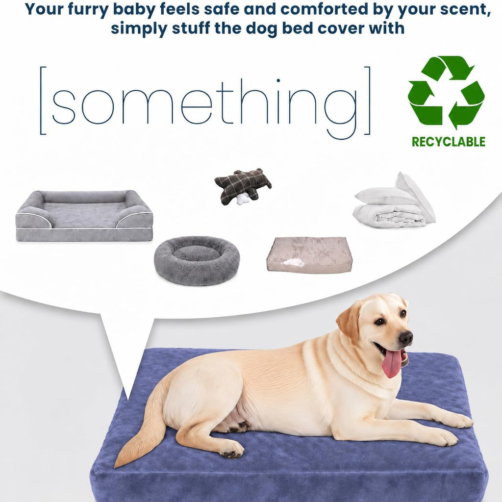 Waterproof Dog Bed Cover Replacement, Luxury Faux Fur Calming Pet Bed Cover with Fitted Sheet Design, Anti-Slip Bottom &