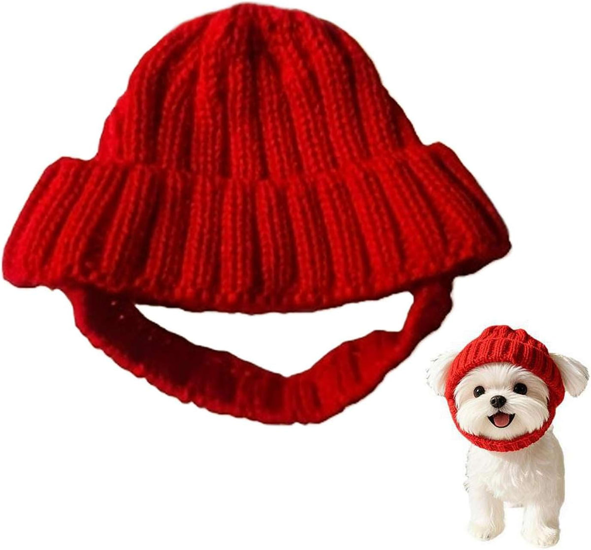 Dog Beanie Hat with Ear Holes, Winter Pet Cap for Small Dogs