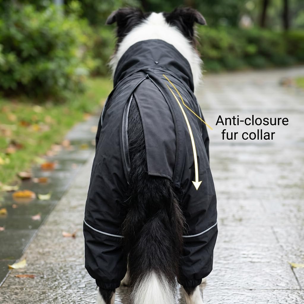 Dog Raincoat for Medium Large Dogs,rain Jacket Coat, Full Leg Coverage Waterproof Rain Suit with Detachable Hood & Tail,