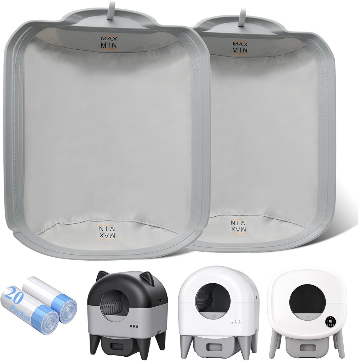 2Pcs Waterproof Cat Litter Box Pads & 20 Liners, Fits Cumrige/Fumoi/Greesum